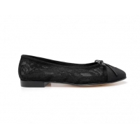 Stylish Chanel Lace Classic Ballet Flat Black 014066