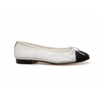 Perfect Chanel Lace Classic Ballet Flat White 014068