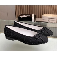 Grade Quality Chanel Quilted Denim Classic Ballet Flat Black 014055