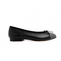 Duplicate Chanel Leather Classic Ballet Flat Black/Grey 016002