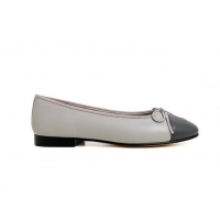 Good Quality Chanel Leather Classic Ballet Flat Light/Dark Grey 016003