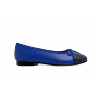 Good Looking Chanel Leather Classic Ballet Flat Blue 016008