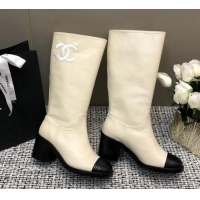 Best Quality Chanel Calfskin Medium Boots 6cm White 016119