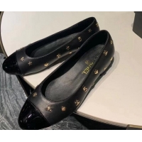 Perfect Chanel Calfskin Ballet Flat with Logo Charm Black 1025064