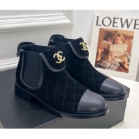 Most Popular Chanel Suede CC Foldover Ankle Boots 3.5cm Black 25074