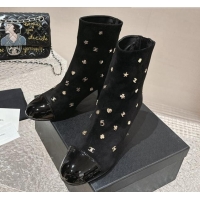 Most Popular Chanel Suede Ankle Boots with Charm Black 1025076