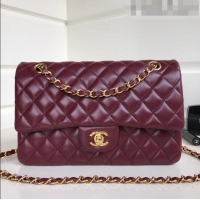 Top Quality Chanel Quilted Lambskin Classic Medium Flap Bag A01112 Burgundy/Gold 2023