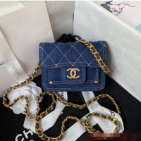 Low Cost Design Chanel MINI FLAP BAG Denim AP4052 Blue