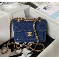 Good Quality Chanel SMALL FLAP BAG Denim AS4051 Blue