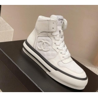 Best Product Chanel Calfskin High top Sneakers White 025089