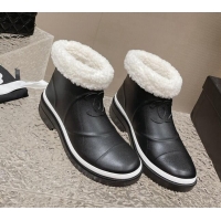 Durable Chanel Wool and Rubber Rain Boots Black/White 025092