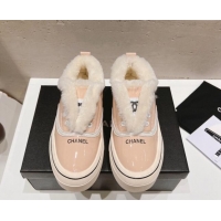 Charming Chanel Wool and Patent Leather Platform Sneakers Light Pink 025109