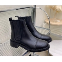 Elegant Chanel Shiny Calfskin Ankle Boots Black 103004