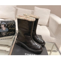 Best Product Chanel Crinkled Calfskin & Shearling Ankle Boots Black/Multicolor 103030