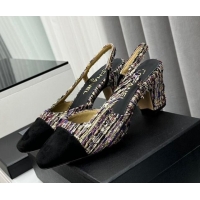 Good Product Chanel Tweed Slingbacks Pumps 6.5cm Black/Multicolor 103040