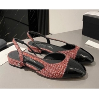 Purchase Chanel Glittered Tweed & Patent Calfskin Slingbacks Flat Pink/Black 103055