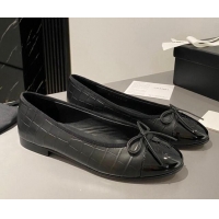 Best Quality Chanel Stone Embossed Calfskin Ballet Flats Black 103067