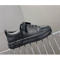 Stylish Hermes Happy Low-top Sneakers in Calfskin Black 901124