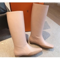 Good Quality Hermes Last Leather High Boots Nude 918003