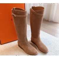 Best Price Hermes Jumping Suede High Boots Brown 918007