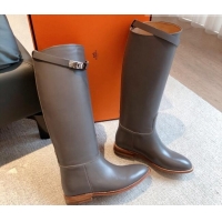 Best Grade Hermes Jumping Leahter High Boots Grey 918009