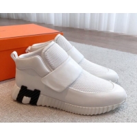 Shop Duplicate Hermes H Sneakers in Suede and Mesh White1/Black 918012