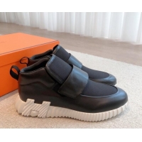 Most Popular Hermes H Sneakers in Leather and Fabric Black 918023