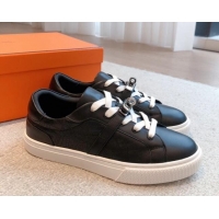 Good Looking Hermes Day Sneakers in Perforated Calfskin with Kelly Buckle Black 918034