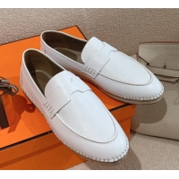 Best Price Hermes Trip Espadrilles Flat in Calfskin White 014028