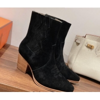 Best Product Hermes Vegas Ankle Boots in Embroidered Suede Black 014034