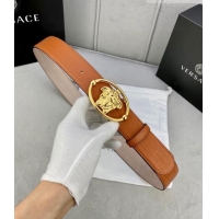 Luxurious Versace Epi Leather Belt 4cm with Medusa Buckle V8410 Brown/Gold