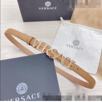 ​Top Design Versace Smooth Calfskin Belt 2cm with Crystal Signature 060147 Camel Brown