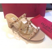 Luxury Discount Valentino Stud Slide Sandals with 6.5cm Nude 110401