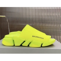 Charming Balenciaga Speed 2.0 Knit Slide Sandal Neon Green 902082