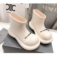 Trendy Design Balenciaga Rubber Round Ankle Boots White 926092