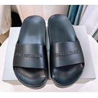 Best Product Balenciaga Rubber Platform Slide Sandals Black 026059