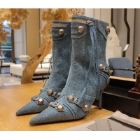 Top Design Balenciaga Cagole Ankle Boots 9cm in Washed Blue Denim 104065