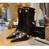 Popular Style Balenciaga Cagole Ankle Boots 9cm in Crocodile Embossed Leather Black 104067