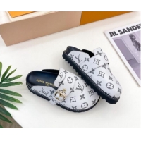 Good Product Louis Vuitton LV Cosy Flat Comfort Clog Mules with Buckle Strap in White Monogram Canvas 912025