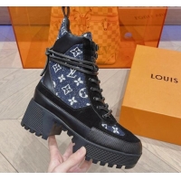 Good Quality Louis Vuitton Laureate Desert Lace-up Platform Ankle Boots 7cm in Monogram Denim 912042