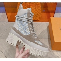 Buy Discount Louis Vuitton Since 1854 Laureate Desert Lace-up Platform Ankle Boots 7cm Grey 912044