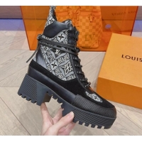 Shop Duplicate Louis Vuitton Since 1854 Laureate Desert Lace-up Platform Ankle Boots 7cm Black 912045