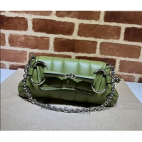 Top Design Gucci Horsebit Chain Small Shoulder bag in Quilted Leather 764339 Green 2023