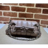 Top Quality Gucci Horsebit Chain Small Shoulder bag in Quilted Leather 764339 Dusty Pink 2023