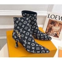 Most Popular Louis Vuitton Sparkle Heel Ankle Boots 6.5cm in Monogram Denim Black 918042