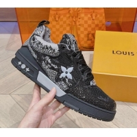 Low Price Louis Vuitton LV Skate Sneakers in Crystals and Denim Black 926112