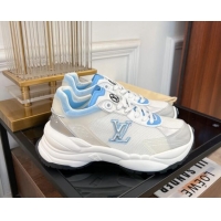 Popular Style Louis Vuitton Run 55 Sneakers in Mesh Light Blue 1ABVI8