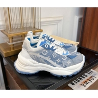 Pretty Style Louis Vuitton Run 55 Sneakers in Monogram Denim Blue 926122