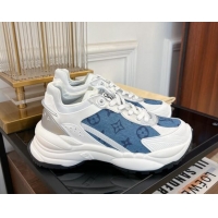 Top Design Louis Vuitton Run 55 Sneakers in Monogram Denim Blue 926123