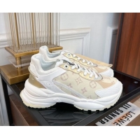 Shop Duplicate Louis Vuitton Run 55 Sneakers in Monogram Denim Light Yellow 926124